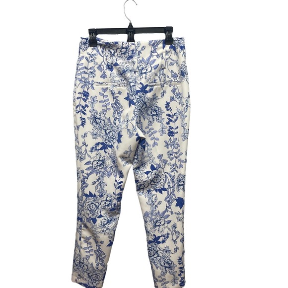 7th Avenue Design Studio Womens Size 6 Average Blue Floral Front Zip Pants - Picture 3 of 4
